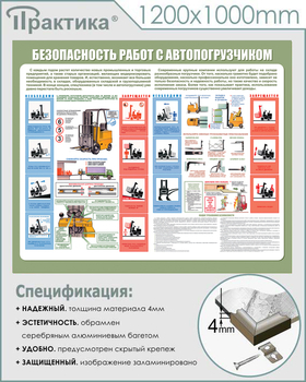 С38 Стенд безопасность работ с электропогрузчиком (1200х1000 мм, пластик ПВХ 3 мм, алюминиевый багет серебряного цвета) - Стенды - Тематические стенды - ohrana.inoy.org